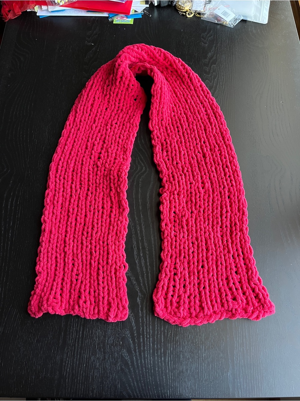 Chunky Knit Pink Scarf - Women's Cozy Winter Wrap